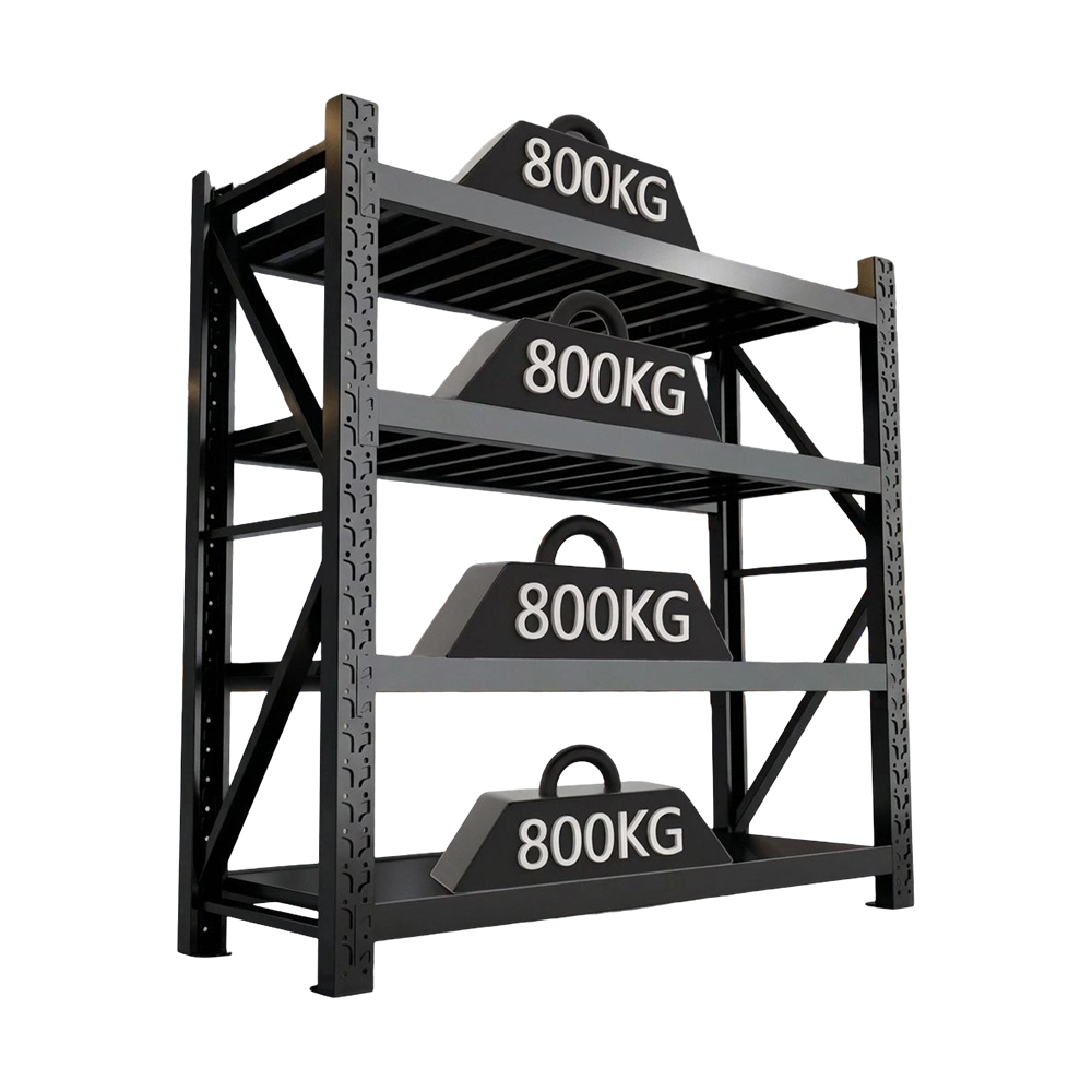 Robustes, 800 kg/Schicht belastbares, schraubenloses Lagerregal aus Stahl